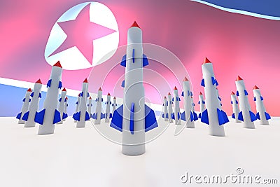 North Koreaâ€™s missiles, confrontation and competition between countries Stock Photo